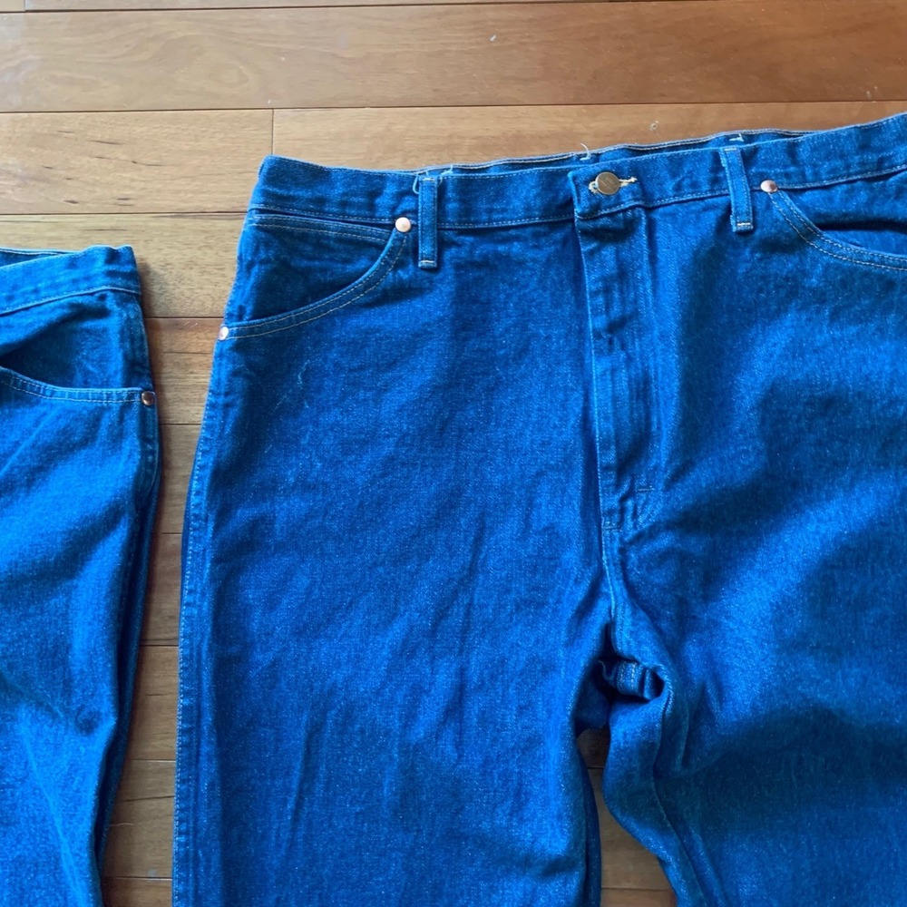 3 Wrangler Jeans Mens 38x34 13MWZPWD 936PWD ( 2 Original 1 Slim Fit) Cowboy Cut - Picture 11 of 16